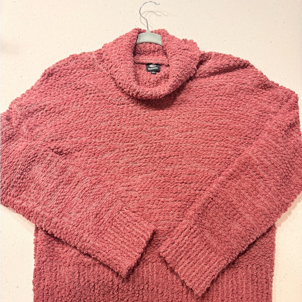 Bobeau Textured Pink Cowl Neck Sweater size Medium